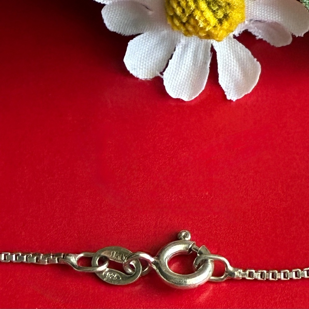 925 Silver Necklace,Silver Chain Necklace with Red Heart Pendant 18” - Picture 3 of 6